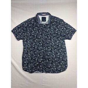 DENIM & FLOWER Ricky Singh Mens Floral Navy Short Sleeve Shirt Size Large